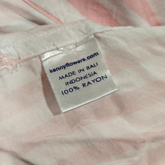 Kenny Flowers Shirt Mens Large Pink White Stripe Rayon Island Classic Hawaiian L - Picture 3 of 4